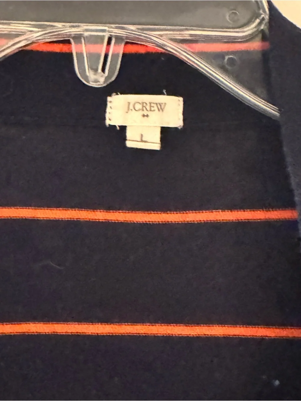 J. Crew Navy Cardigan with Orange Stripes
